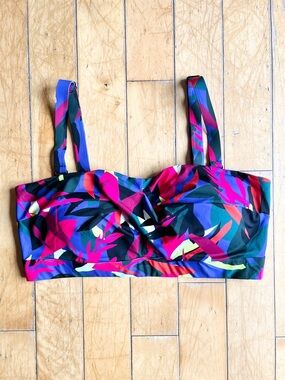 Penningtons Multicolor Twist‑Front Tropical Print Top Bra Size 1X